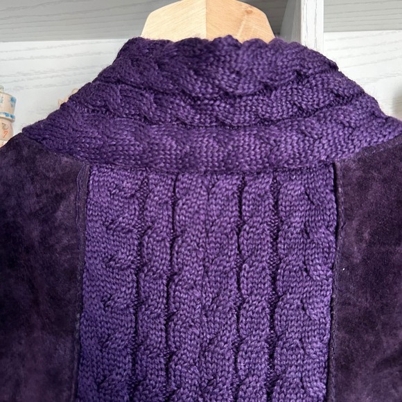 Coldwater Creek Suede Leather Jacket Women Medium Purple Lagenlook Whimsigoth - Picture 9 of 12